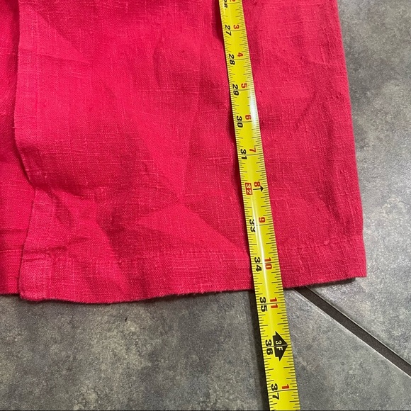GERTIES Linen Long Pencil Midi Skirt Summer Pink Front Slit Sz M Coastal Retro - Picture 4 of 8